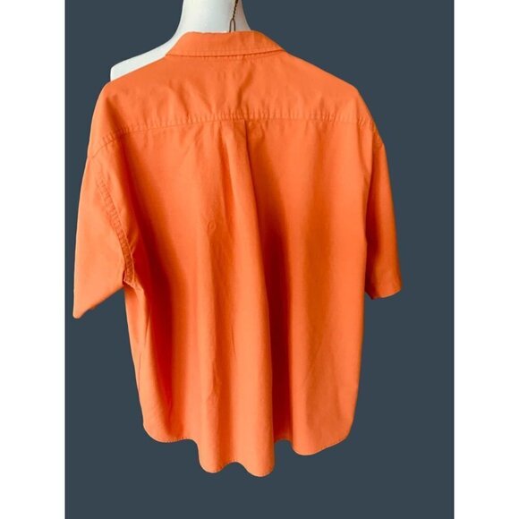 ST. JOHN'S BAY MENS SS COLLARED COTTON  BUTTON DOWN ORANGE SHIRT EUC XL - Picture 2 of 5